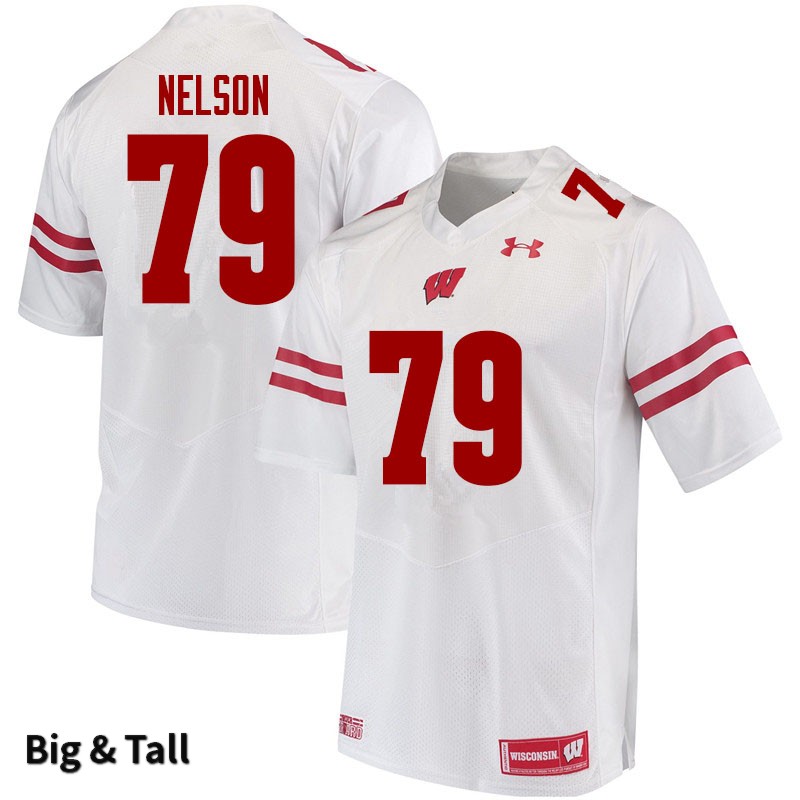 Wisconsin Badgers Men's #79 Jack Nelson NCAA Under Armour Authentic White Big & Tall College Stitched Football Jersey XN40O42RC